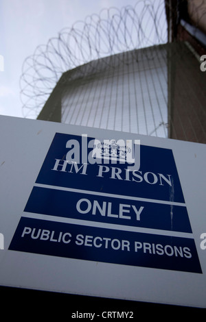 Her Majesty`s Prison Onley. Pictured, the exterior. Permission was given to photograph signage and the exterior. Stock Photo